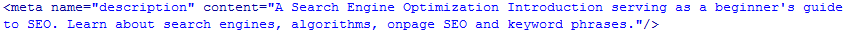 Meta description tag in HTML head